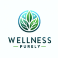 Wellness Purely logo featuring a green leaf